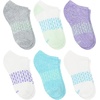 Hanes girls Socks Pack, Ankle, Crew, No Show 6 Pairs, Absolute Active Cushioned Ankle Socks for Girls(White/Purple – No Show)
