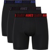 Hanes Men’s Moves Performance Boxer Brief, Total Support Pouch, Regular, Trunk, and Long Leg, 3-pack(Black)
