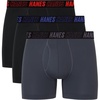 Hanes Men’s Moves Performance Boxer Brief, Total Support Pouch, Regular, Trunk, and Long Leg, 3-pack(Grey/Black)
