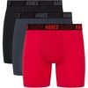 Hanes Men’s Moves Performance Boxer Brief, Total Support Pouch, Regular, Trunk, and Long Leg, 3-pack(Red/Grey/Black)
