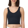 Hanes Women’s Moves Crop Bralette, V-Neck Cropped Pullover, Built-in Shelf Bra, Odor Control(Black)