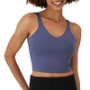 Hanes Women’s Moves Crop Bralette, V-Neck Cropped Pullover, Built-in Shelf Bra, Odor Control(Dark Cobalt Night)