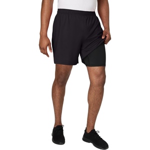 Hanes Men’s Moves Workout Shorts with Boxer Brief Liner & Total Support Pouch, Moisture-Wicking Shorts, 7” Inseam(Black)