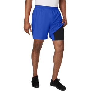 Hanes Men’s Moves Workout Shorts with Boxer Brief Liner & Total Support Pouch, Moisture-Wicking Shorts, 7” Inseam(Deep Royal)