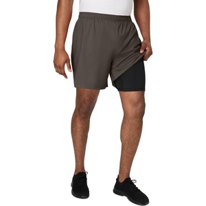 Hanes Men’s Moves Workout Shorts with Boxer Brief Liner & Total Support Pouch, Moisture-Wicking Shorts, 7” Inseam(Grey Encore)