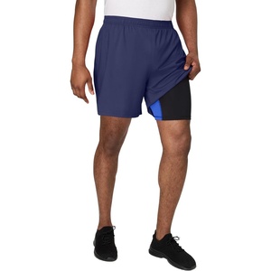 Hanes Men’s Moves Workout Shorts with Boxer Brief Liner & Total Support Pouch, Moisture-Wicking Shorts, 7” Inseam(Imperial Indigo)