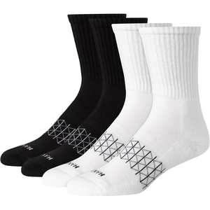 Hanes Men’s Socks, Absolute Comfort Cushioned Moisture-wicking Seamless Toe, 4 Pack, Ankle, Crew and Heel Shield Socks(White / Black – Crew)