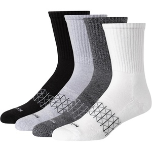 Hanes Men’s Socks, Absolute Comfort Cushioned Moisture-wicking Seamless Toe, 4 Pack, Ankle, Crew and Heel Shield Socks(White/Black/Gray – Crew)
