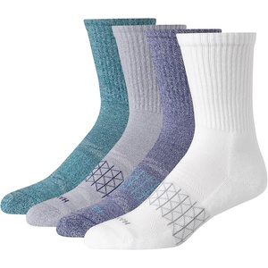 Hanes Men’s Socks, Absolute Comfort Cushioned Moisture-wicking Seamless Toe, 4 Pack, Ankle, Crew and Heel Shield Socks(White/Blue – Crew)