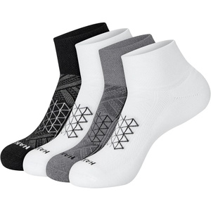 Hanes Men’s Socks Pack, 4-pair Pack, Absolute Run Cushioned Heel-shield Tab Moisture-wicking Men’s Socks(Grey/White/Black – Ankle)