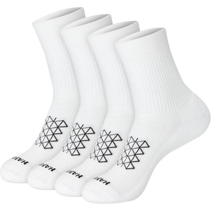 Hanes Men’s Socks Pack, 4-pair Pack, Absolute Run Cushioned Heel-shield Tab Moisture-wicking Men’s Socks(White – Mid Crew)