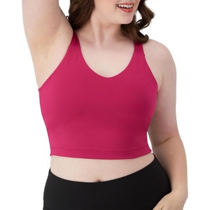 Hanes Women’s Moves Crop Bralette, V-Neck Cropped Pullover, Built-in Shelf Bra, Odor Control(Fresh Berry)