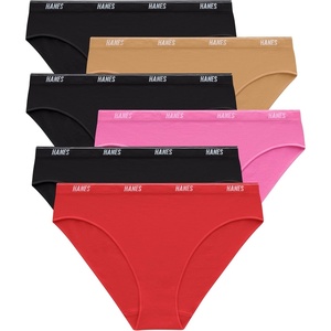 Hanes Women’s Moves Underwear, 360° Flex Stretch Panties, Smooth & Seamless Hipsters Bikinis Or Thongs, 6-pack(6pk Bikini: Black X3/Almond/Red/Pink)