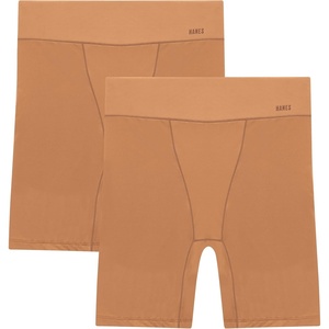 Hanes Women’s Moves Underwear, Anti-chafe Slip Shorts, Microfiber Slip Shorts for Women, 2-pack(Warm Almond/Warm Almond)