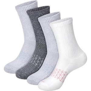 Hanes Women’s Non-binding Crew Socks, Absolute Wellness Non-restrictive Cushioned Socks for Women, 4-pack(Black/Gray/White)