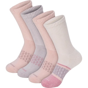 Hanes Women’s Non-binding Crew Socks, Absolute Wellness Non-restrictive Cushioned Socks for Women, 4-pack(Pink/Tan/Green)