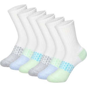 Hanes girls Socks Pack, Ankle, Crew, No Show 6 Pairs, Absolute Active Cushioned Ankle Socks for Girls(White/Green – Crew)
