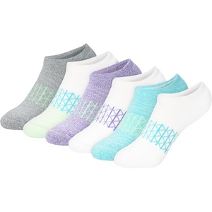 Hanes girls Socks Pack, Ankle, Crew, No Show 6 Pairs, Absolute Active Cushioned Ankle Socks for Girls(White/Purple – No Show)