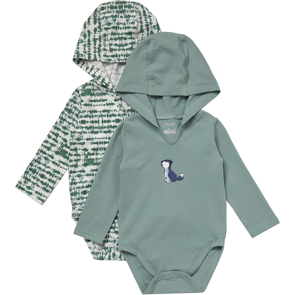 image:imageHanes Baby Pure Comfort Long Sleeve Hoodie Bodysuits Infant Bodysuits Unisex 3packGreen
