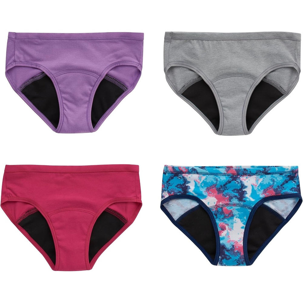 image:imageHanes Girls Period Underwear Hipsters Boxer Briefs Boyshorts 4 or 6 Pack Comfort Period Panties Moderate ProtectionMulti 4 Pack