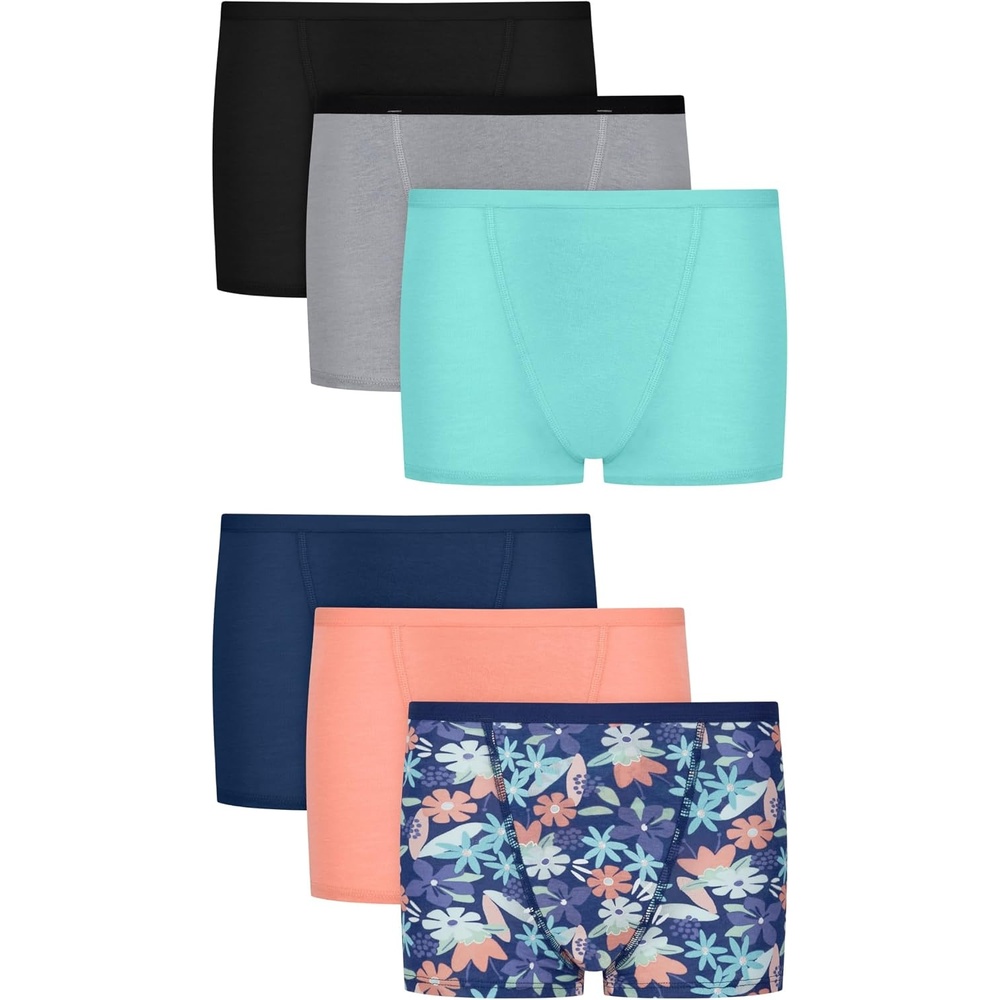 image:imageHanes Girls Period Underwear Hipsters Boxer Briefs Boyshorts 4 or 6 Pack Comfort Period Panties Moderate ProtectionPeachBlueBlack 6 Pack