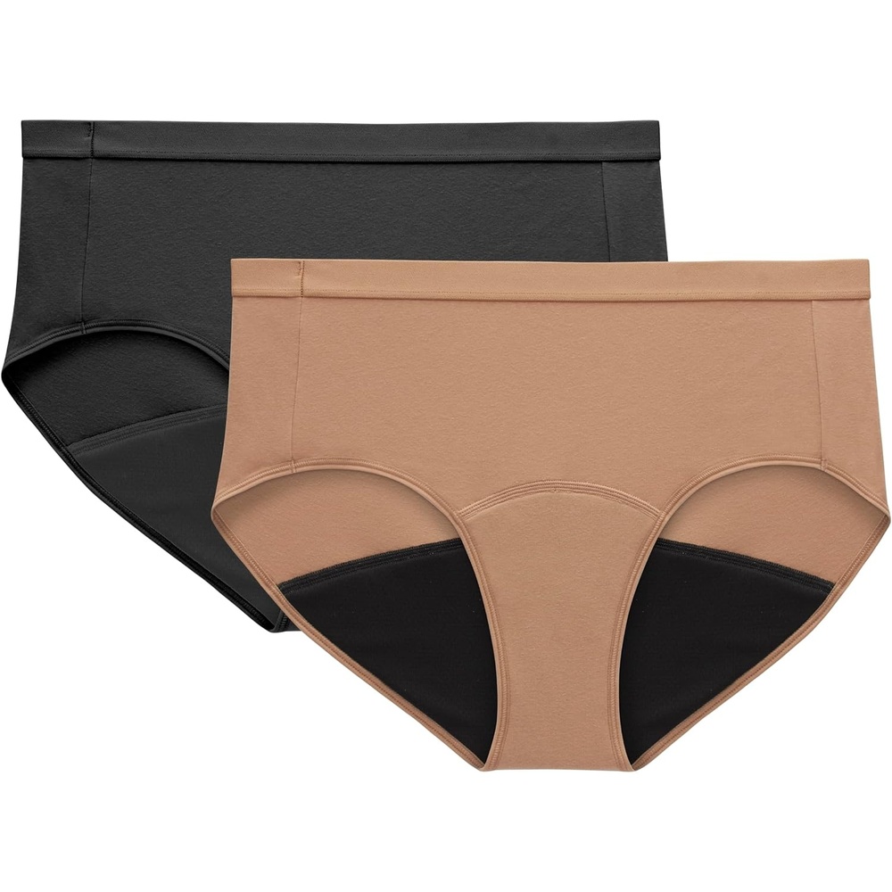 image:imageHanes Womens Just My Size Comfort Period Brief Period Underwear Super Leaks 2pack Plus SizesPecanBlack
