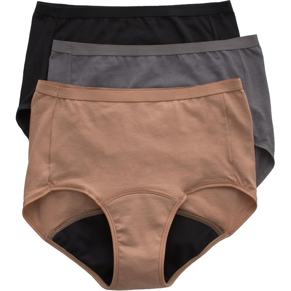 image:imageHanes Womens Period Underwear Pack 3Pack Comfort Period Moderate Leaks Period Panties Odor Protection3pack Brief Neutrals