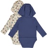 Hanes Baby Pure Comfort Long Sleeve Hoodie Bodysuits, Infant Bodysuits, Unisex, 3-pack(Beige/Blue)