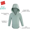 Hanes Baby Pure Comfort Long Sleeve Hoodie Bodysuits, Infant Bodysuits, Unisex, 3-pack(Beige/Blue)