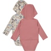 Hanes Baby Pure Comfort Long Sleeve Hoodie Bodysuits, Infant Bodysuits, Unisex, 3-pack(Beige/Rust)