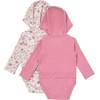 Hanes Baby Pure Comfort Long Sleeve Hoodie Bodysuits, Infant Bodysuits, Unisex, 3-pack(Blush/Rose)