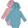 Hanes Baby Pure Comfort Long Sleeve Hoodie Bodysuits, Infant Bodysuits, Unisex, 3-pack(Rose/Blue)