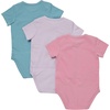 Hanes Baby Pure Comfort Short Sleeve Bodysuits, Infant Bodysuits, Boys & Girls, 3-pack(Blue/Rose/Purple)