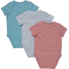 Hanes Baby Pure Comfort Short Sleeve Bodysuits, Infant Bodysuits, Boys & Girls, 3-pack(Grey/Rust/Blue)