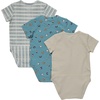 Hanes Baby Pure Comfort Short Sleeve Bodysuits, Infant Bodysuits, Boys & Girls, 3-pack(White/Blue/Beige)