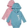 Hanes Baby Pure Comfort Long Sleeve Hoodie Bodysuits, Infant Bodysuits, Unisex, 3-pack(Rose/Blue)