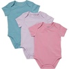 Hanes Baby Pure Comfort Short Sleeve Bodysuits, Infant Bodysuits, Boys & Girls, 3-pack(Blue/Rose/Purple)