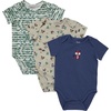 Hanes Baby Pure Comfort Short Sleeve Bodysuits, Infant Bodysuits, Boys & Girls, 3-pack(Green/Beige/Blue)