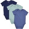Hanes Baby Pure Comfort Short Sleeve Bodysuits, Infant Bodysuits, Boys & Girls, 3-pack(Green/Blue)