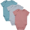 Hanes Baby Pure Comfort Short Sleeve Bodysuits, Infant Bodysuits, Boys & Girls, 3-pack(Grey/Rust/Blue)