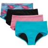 Hanes Girls’ Period Underwear Hipsters, Boxer Briefs, Boyshorts, 4 or 6 Pack, Comfort Period Panties, Moderate Protection(Pink/Blue/Black – 4 Pack)