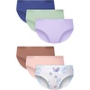 Hanes Girls’ Period Underwear Hipsters, Boxer Briefs, Boyshorts, 4 or 6 Pack, Comfort Period Panties, Moderate Protection(Purple Flowers  Pink  Earthen Tan  Lavender  Celadon)