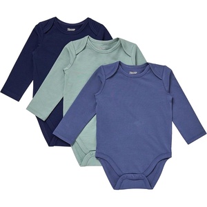 Hanes Baby Pure Comfort Long Sleeve Bodysuits, Infant Bodysuits, Boys & Girls, 3-pack(Blue/Green)