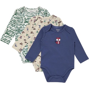 Hanes Baby Pure Comfort Long Sleeve Bodysuits, Infant Bodysuits, Boys & Girls, 3-pack(Green/Beige/Blue)