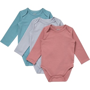 Hanes Baby Pure Comfort Long Sleeve Bodysuits, Infant Bodysuits, Boys & Girls, 3-pack(Grey/Rust/Blue)