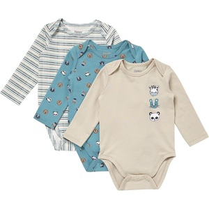Hanes Baby Pure Comfort Long Sleeve Bodysuits, Infant Bodysuits, Boys & Girls, 3-pack(White/Blue/Beige)