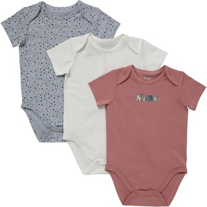 Hanes Baby Pure Comfort Short Sleeve Bodysuits, Infant Bodysuits, Boys & Girls, 3-pack(Silver/Beige/Rust)