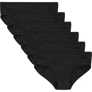 Hanes Girls’ Period Underwear Hipsters, Boxer Briefs, Boyshorts, 4 or 6 Pack, Comfort Period Panties, Moderate Protection(Black – 6 Pack)