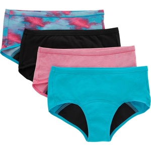 Hanes Girls’ Period Underwear Hipsters, Boxer Briefs, Boyshorts, 4 or 6 Pack, Comfort Period Panties, Moderate Protection(Pink/Blue/Black – 4 Pack)
