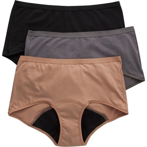 Hanes Women’s Period Underwear Pack, 3-Pack, Comfort, Period. Moderate Leaks Period Panties, Odor Protection(3-pack Boyshort  Neutrals)